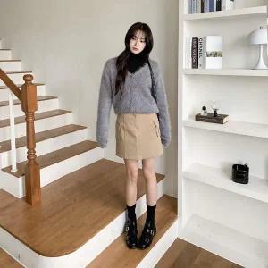 [신세계라이브쇼핑][옷자락] 여성 사이드 카고 포켓 디테일 스판 미니 스커트