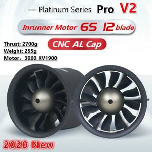 FMS 70mm 덕트 팬 제트 EDF 장치 6S Pro V2 12 블레이드 3060 KV1900 모터(옵션) 엔진 전력 RC 비행기 모델