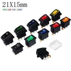 4Pcs 3Pin KCD1 미니 소형 로커 스위치 21x15mm 패널 13x19mm 표시 IP65 LED 12V 220V 조명 시소 전원 ON-O