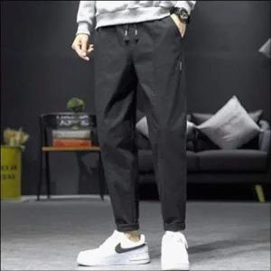 남자 면바지 허리밴딩 배기핏 일자팬츠 크롭기장 2색