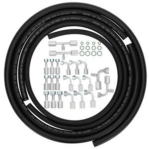 자동차 및 주거용 에어컨 수리를 위한 6.5피트 #6#8#10 AC 호스, 직선 90도 피팅, R134a 밸브, O-링이 포함된 25PCS 호스 피팅 키트