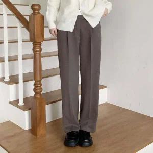 [신세계라이브쇼핑][옷자락] 여성 원핀턱 기모 모직 세미 와이드 슬랙스 팬츠