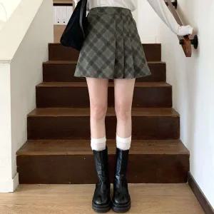 [신세계라이브쇼핑][옷자락] 여성 반 플리츠 포인트 체크 패턴 미니 스커트