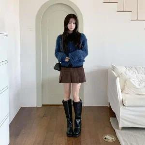 [신세계라이브쇼핑][옷자락] 여성 코듀로이 플리츠 뒷밴딩 미니 스커트