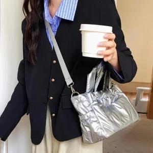 [피커]토트 데일리 가방 크로스백 반짝이 실버