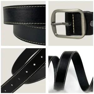 [피커]부드러운 심플 스티치 여성허리띠 블랙 가죽벨트