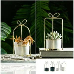 [셀러에이드]북유럽 스타일 골드 리본 다육이 도자기 화분 받침 인테리어화분