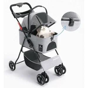 [셀러에이드]강아지 바구니 탈부착 유모차 1P 고양이 외출 병원