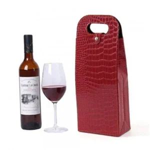 [셀러에이드]가죽 와인 보관함 클래식 캐리어 캠핑용 가방 크로커 레드