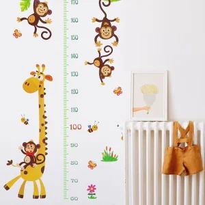 성장 기록 키재기 시트지 기린과 원숭이 신장측정 아이방 키측정 신장계