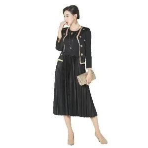 (쇼)조끼 일체형 플리츠 롱 원피스