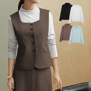 [엘루아] 하프넥 드레이핑 티블라우스 4종세트