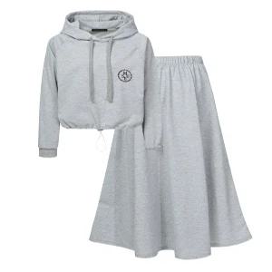 [탱커스]자수 후드티셔츠 플레어 스커트 셋업 (TX1OP011L0)