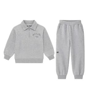 뉴발란스 카라 반집업 셋업 플리스 아노락 아동 트레이닝복세트 라이트 그레이 NK9YEB406U-AC