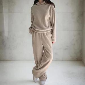 [하프클럽/]여성 바지 보온 후드티와 고무줄 원컬러 세트