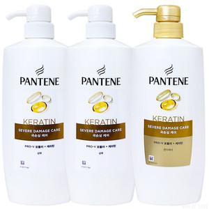 팬틴 극손상 750ml 샴푸 2개 + 컨디셔너 1개, 스무드 볼륨