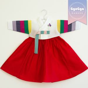 [꼬까한복]코코색동_화이트/아동/유아/여아한복/설빔/돌잔치/추석/어린이/아기