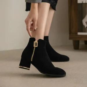 [분홍코끼리](무중력깔창) 파퓰러 골드 앵클부츠(5cm)