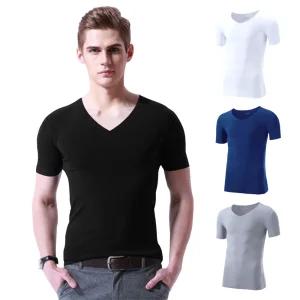 심리스 실키 이너티셔츠 4장묶음_V넥 반팔티 쿨웨어