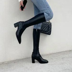 SOVO 에리스 스퀘어 스판 롱부츠 6cm