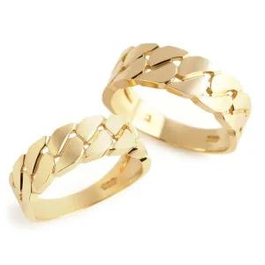 [비앤비골드] 14K/18K 와일드 볼드 체인 커플링 반지 세트 RCS14070