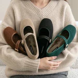 [분홍코끼리](쫀득몰드창) 제니 골덴 털 메리제인슈즈(1cm)