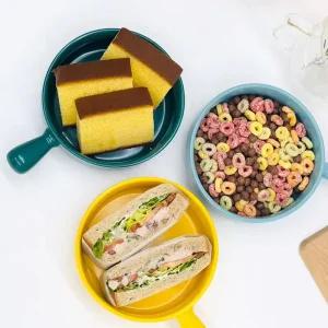 예쁜 홈파티 손잡이앞접시 오븐가능 도자기 라면 파스타 샐러드 면기 그릇 T40