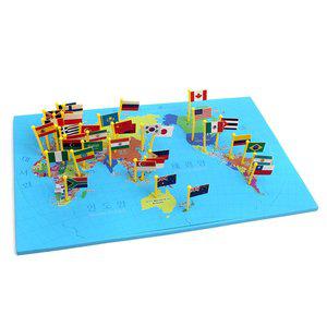 [키움하우스]세계깃발퍼즐38개국 만국기 어린이 세계지도 퍼즐