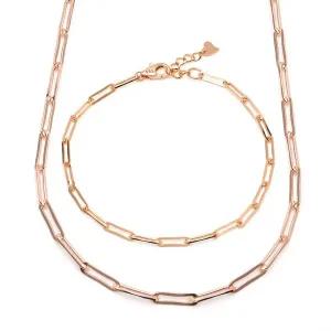 [비앤비골드] 14K/18K 심플 레이어드 1mm 클립체인 주얼리세트 (목걸이+팔찌) IRS29836