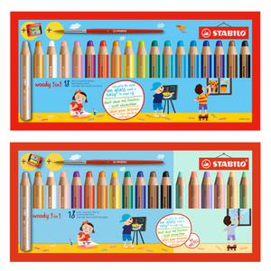 스타빌로 우디 색연필 일반 파스텔 18색 세트