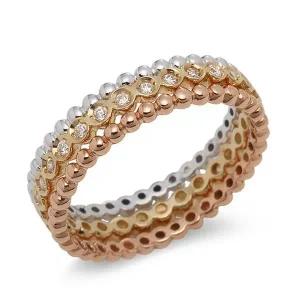 [비앤비골드] 14K/18K 원형 큐빅볼 가드링 세줄 반지 세트 NPR35440