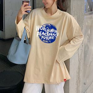 [신상/오버핏] 남여공용 FW 오버핏 프린팅 긴팔티셔츠 박스티 빅사이즈 루즈핏 긴팔티셔츠 LT-17