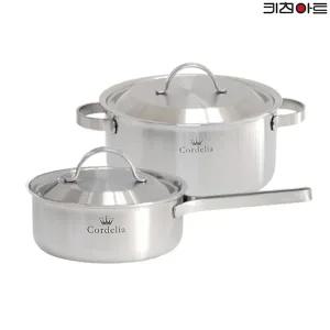 [키친아트] 코델리아 통5중 인덕션가능 스텐레스 냄비세트 2종G(편수18+양수24)