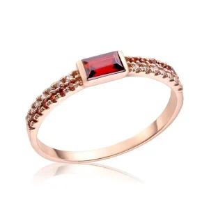 [비앤비골드] 14K/18K 사각 가넷 이중 큐빅 밴드 반지 SRS38733