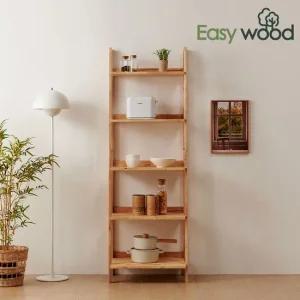 이지우드 친환경E0 고무나무원목 5단 홈데코 펜트리 진열장