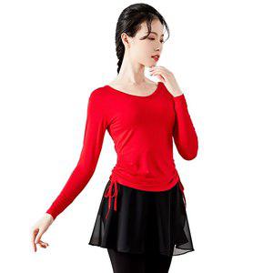 라인 방송 줌바 여성 여자 코튼 모던 댄스 셔츠 긴팔 상의 요가 복장 발레 클래식 댄서 연습복 빅사이즈