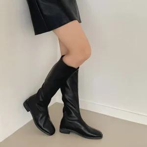 워너비 스판 하비 통굽 삭스 하객룩 스퀘어 롱 부츠 (3cm)