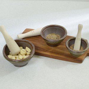 [라이프스토리]도자기절구 깨갈이세트 대 깨소금 미니절구통