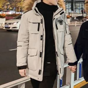 남자 여자 오리털패딩자켓 라쿤후드 덕다운 커플 숏패딩점퍼 블랙 아이보리