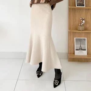 [하프클럽/]밴딩 무지 머메이드 인어 니트 롱 스커트 7415 여성의류
