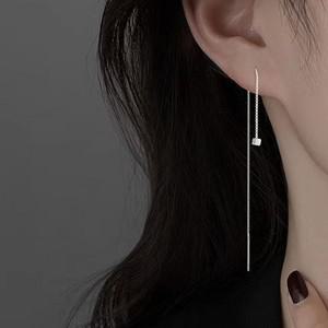 스퀘어 페미닌 롱 드롭 귀걸이 세트 심플 실버 저렴한 데일리 패션