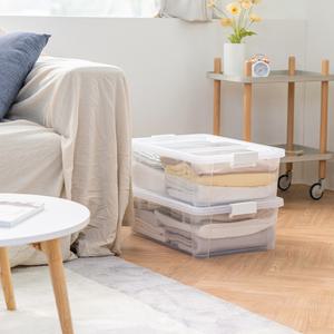 심플 스텝 리빙박스 다용도 수납정리함 반투명 25L