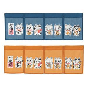 일식커튼 주방바란스 가리개 일본노렌-칠복네코 85x30cm