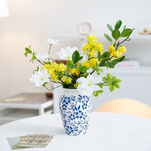 유채꽃 조화 화병 상큼한 레몬 set 38cm  DIY) 인테리어 테이블 장식 소품 모형 과일 꾸미기