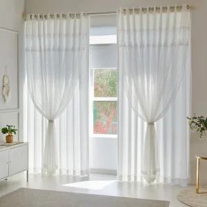 맞춤제작 엘루나 이중 레이스 화이트 쉬폰 커튼