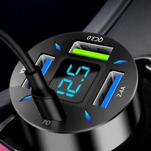 볼트게이지 자동차4포트고속충전기 USB시거잭 2.4A QC3.0 PD