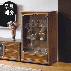 [벤티스가구]미 엔틱 장식장 유리 수납장 술 양주장 원목 진열장 미니 장식장 낮은 거실 가구 3단
