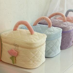 귀여운 대용량화장품천가방 손잡이메이크업보관백 브러시 파우치