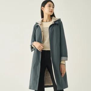 [지센] (2컬러) 후드탈착 체크배색 코트형 점퍼 LCJPNA22