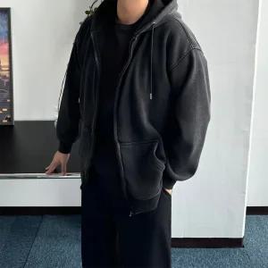 [노멀쉐이크][당일출고] 발열 융기모 두꺼운 헤비웨이트900g 오버핏 빈티지 피그먼트 후드집업